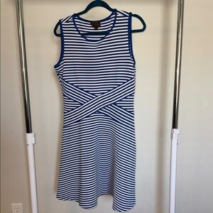 Striped Blue and White Midi Dress